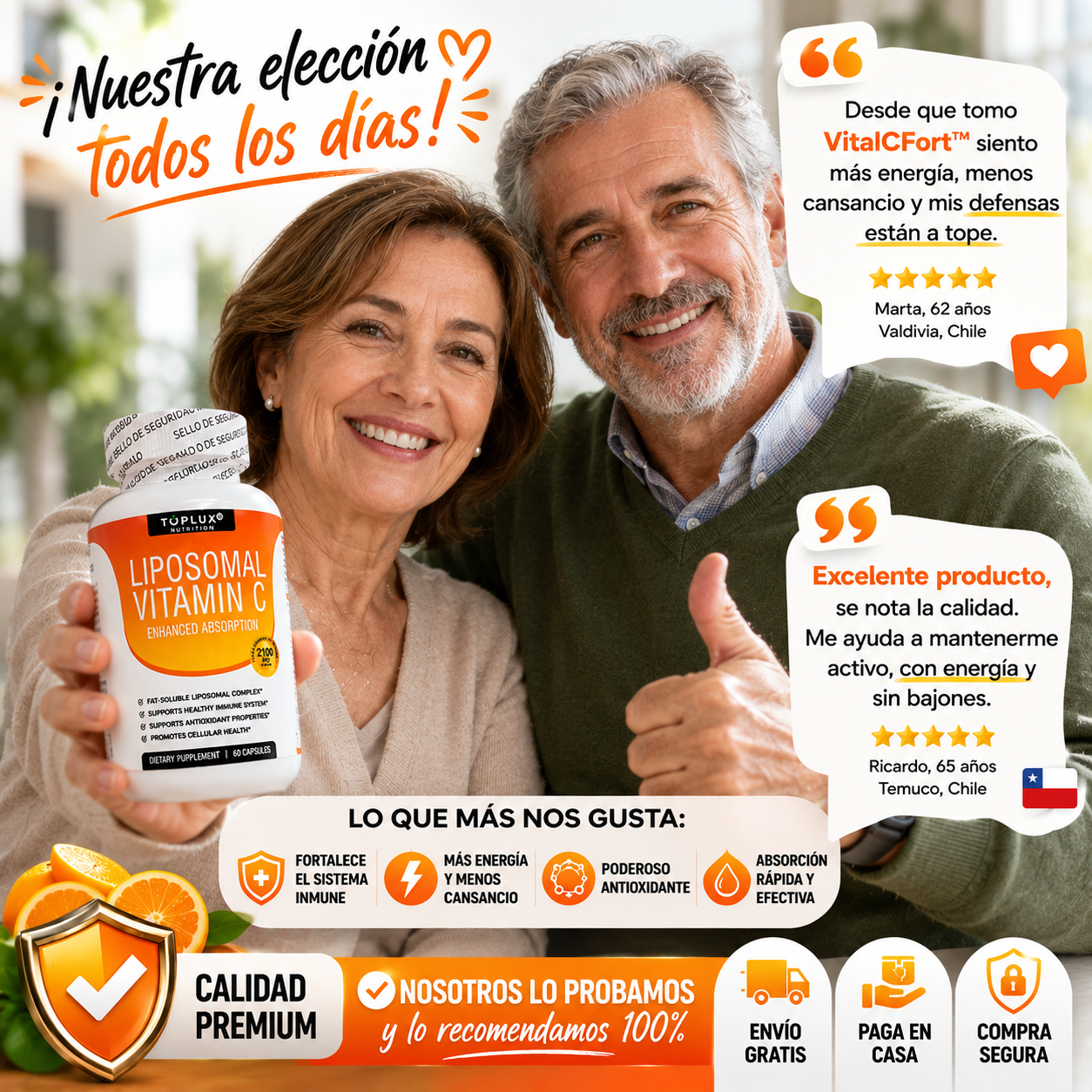 VitalCFort™ – Liposomal Vitamina C 2100mg, Absorción Rápida y Sistema Inmune Fortalecido