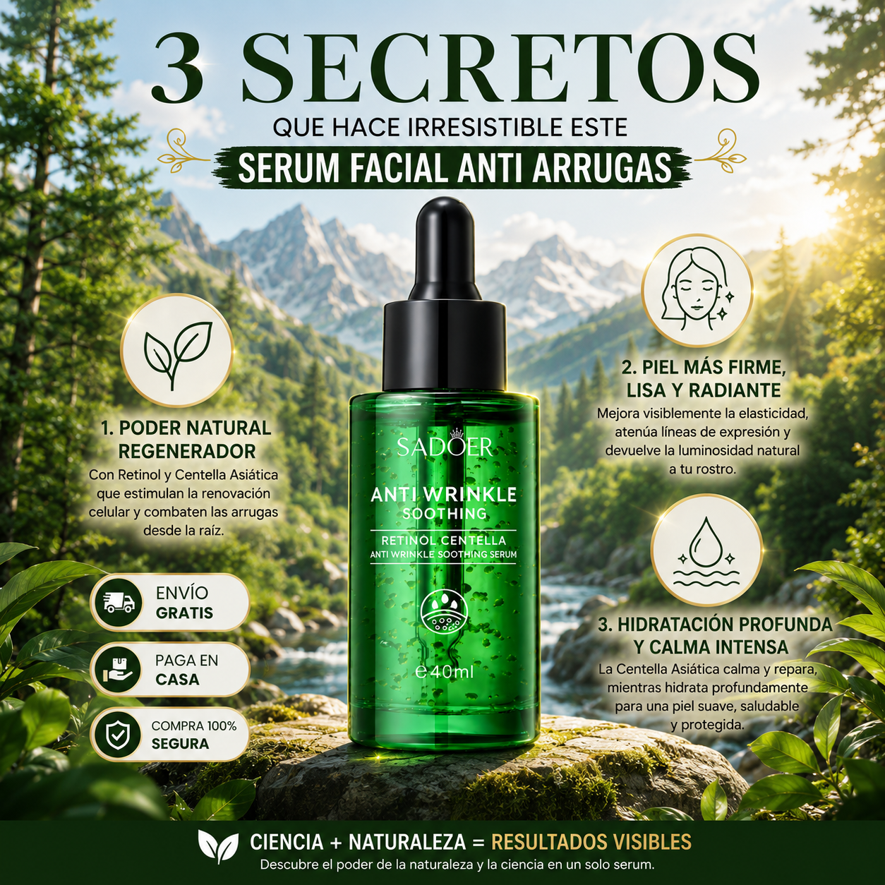 RevivCell™ – Sérum Anti-Edad con Retinol & Centella Asiática, Borra Arrugas, Hidrata y Reafirma la Piel