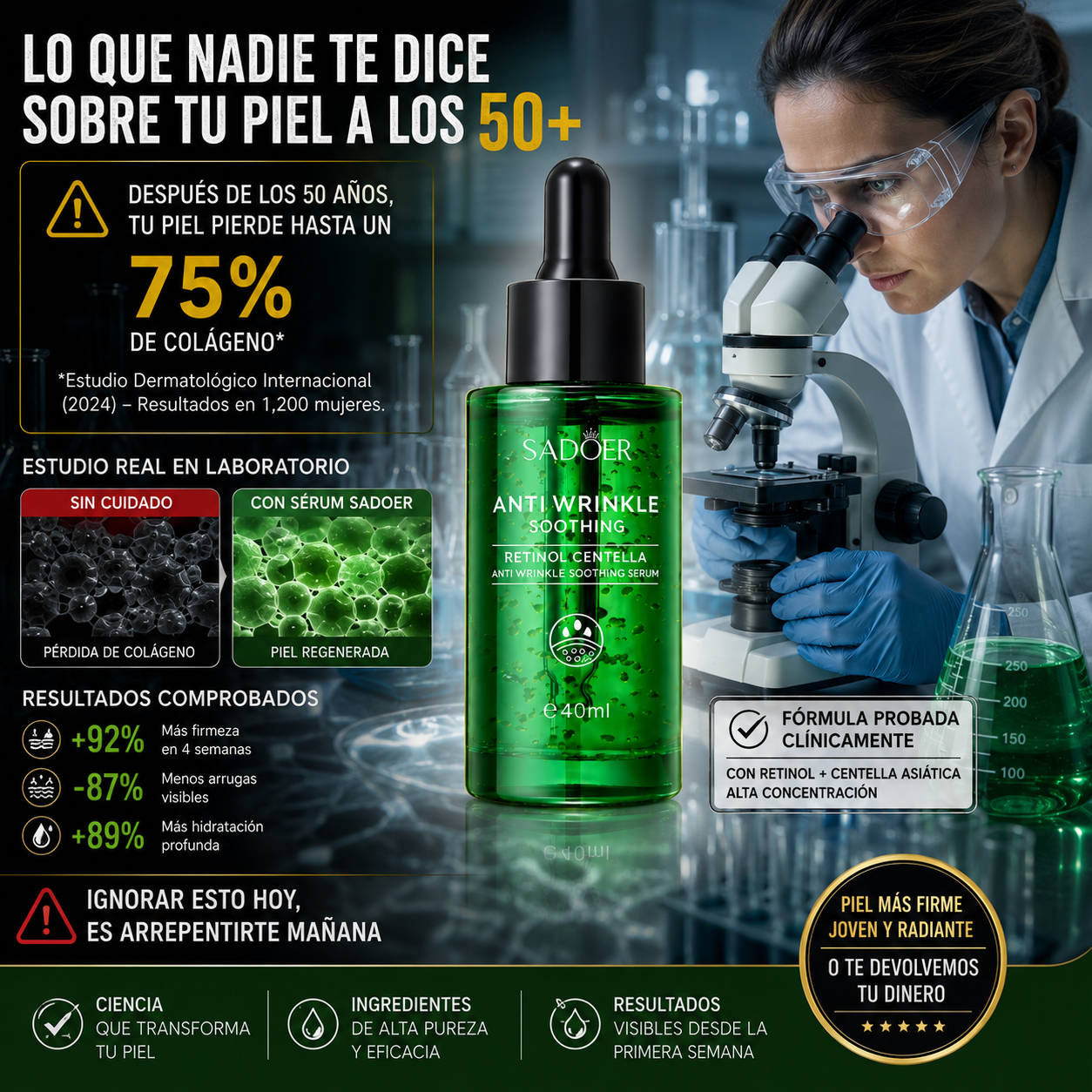 RevivCell™ – Sérum Anti-Edad con Retinol & Centella Asiática, Borra Arrugas, Hidrata y Reafirma la Piel