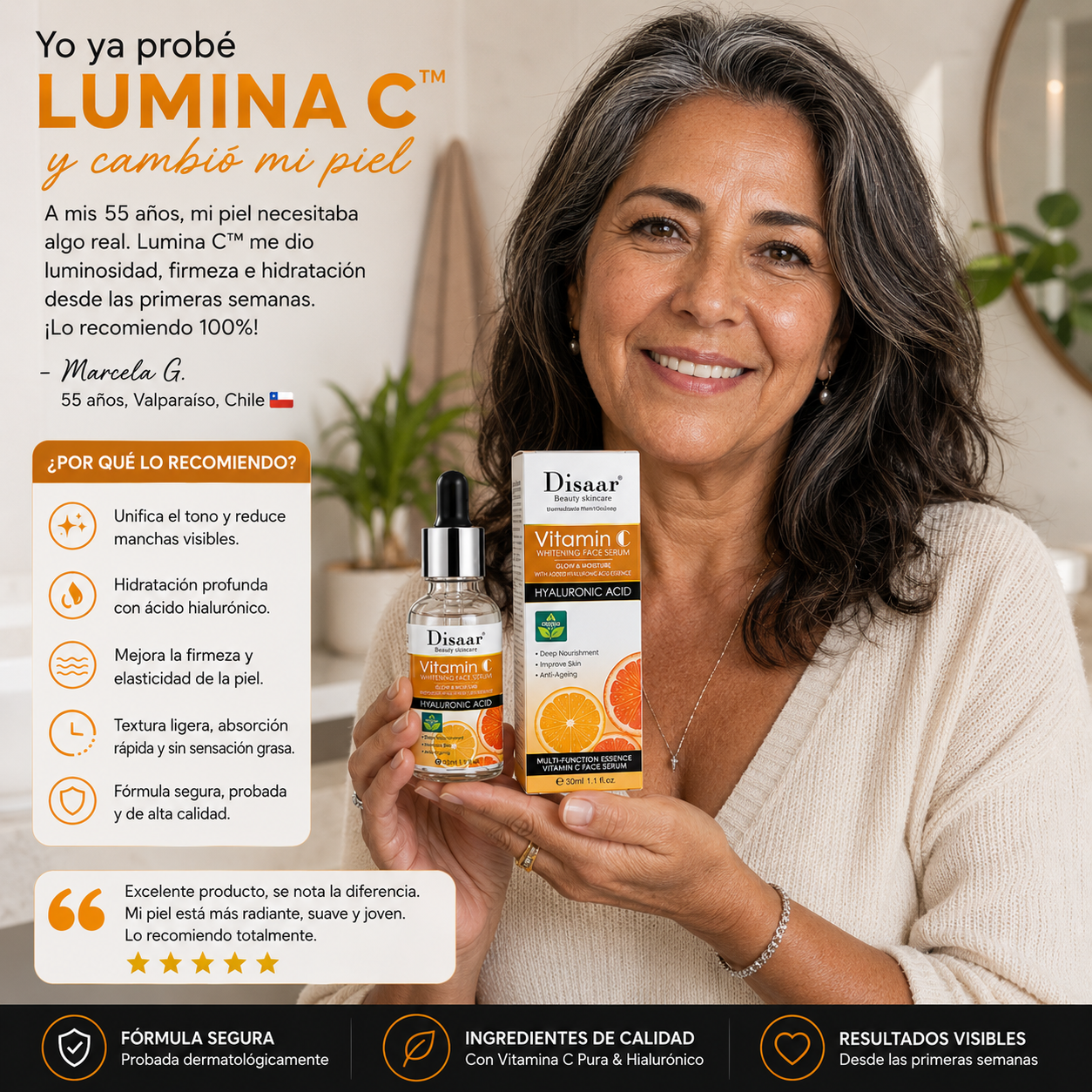 LuminaC™ – Sérum Blanqueador Antiedad con Vitamina C Pura & Hialurónico | Piel Radiante Garantizada